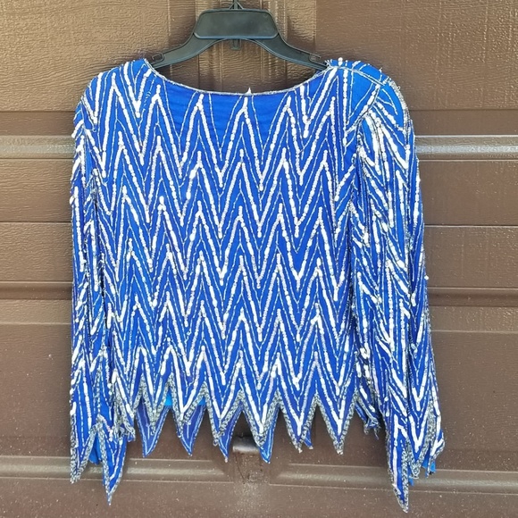 St. Honore Vintage Sequin Beaded Silk Blouse NWT - Picture 2 of 5